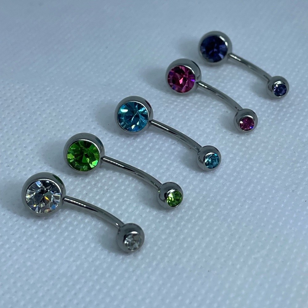 Sterilized 14 gauge  curved barbell belly button jewelry